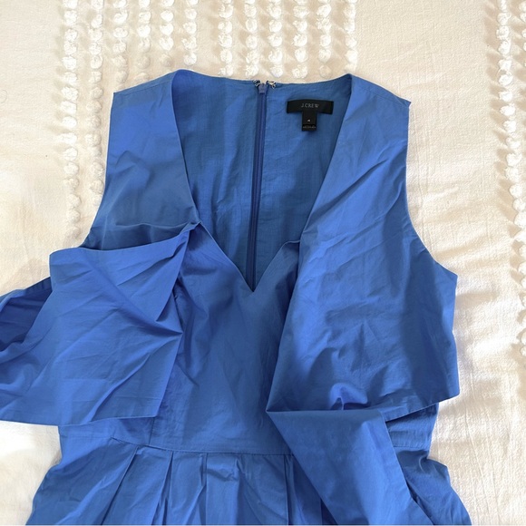 J. Crew Women’s Cotton Poplin Blue Faux Wrap Midi Dress Sz 4 - Picture 10 of 15